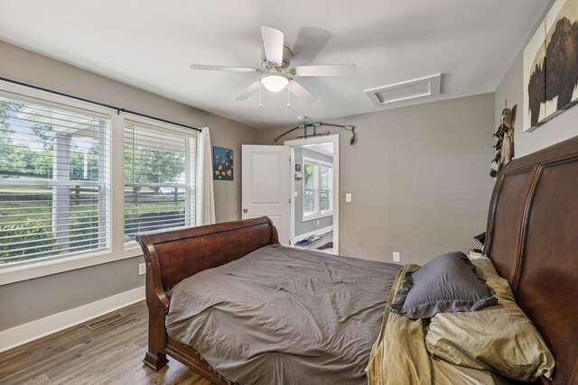 813 Lonnie St, Columbia, TN 38401 - bedroom with attic access, wood finished floors, and ceiling fan