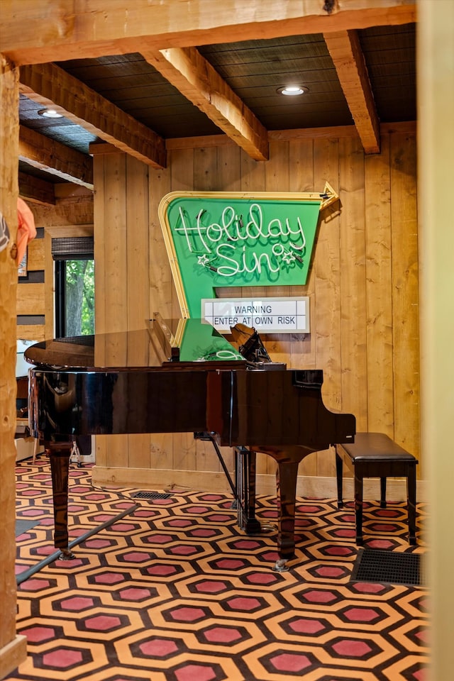 3360 Sweeney Hollow Rd, Franklin, TN 37064 - detailed view of wooden walls and a wooden ceiling with exposed beams
