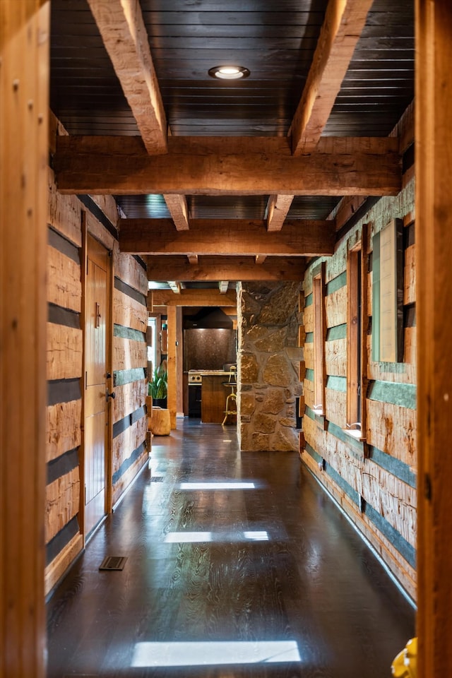 3360 Sweeney Hollow Rd, Franklin, TN 37064 - hall with a wood ceiling with exposed beams