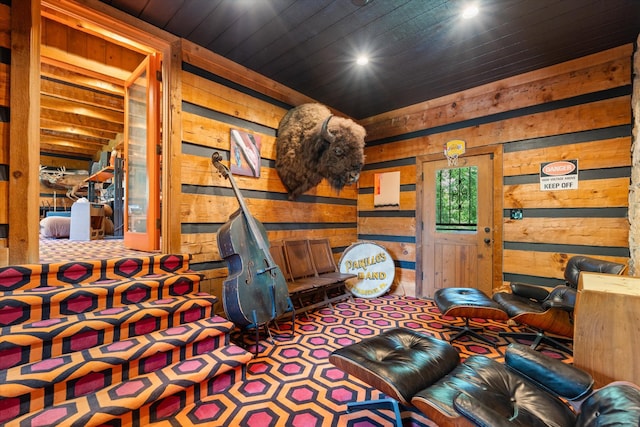 3360 Sweeney Hollow Rd, Franklin, TN 37064 - living area with wood walls and wood ceiling