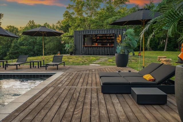 3360 Sweeney Hollow Rd, Franklin, TN 37064 - deck at dusk with a yard and outdoor lounge area