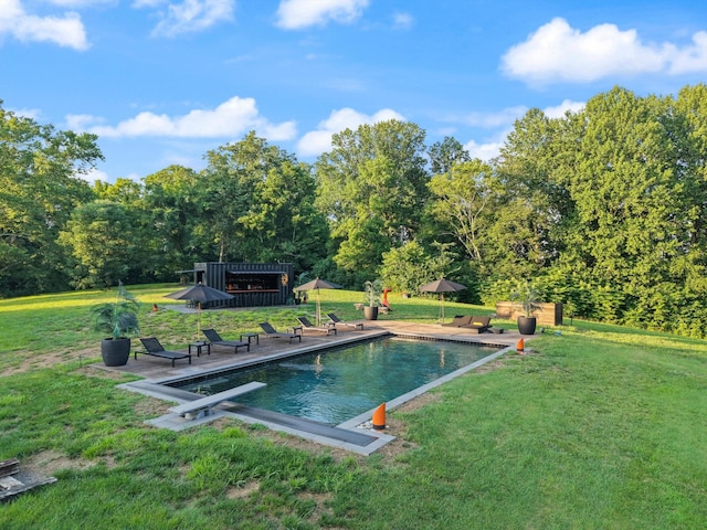 3360 Sweeney Hollow Rd, Franklin, TN 37064 - outdoor pool featuring a diving board, a yard, and a patio area