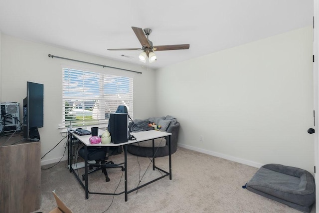 2412 Bullrush Ln, Murfreesboro, TN 37128 - office area featuring a ceiling fan and carpet