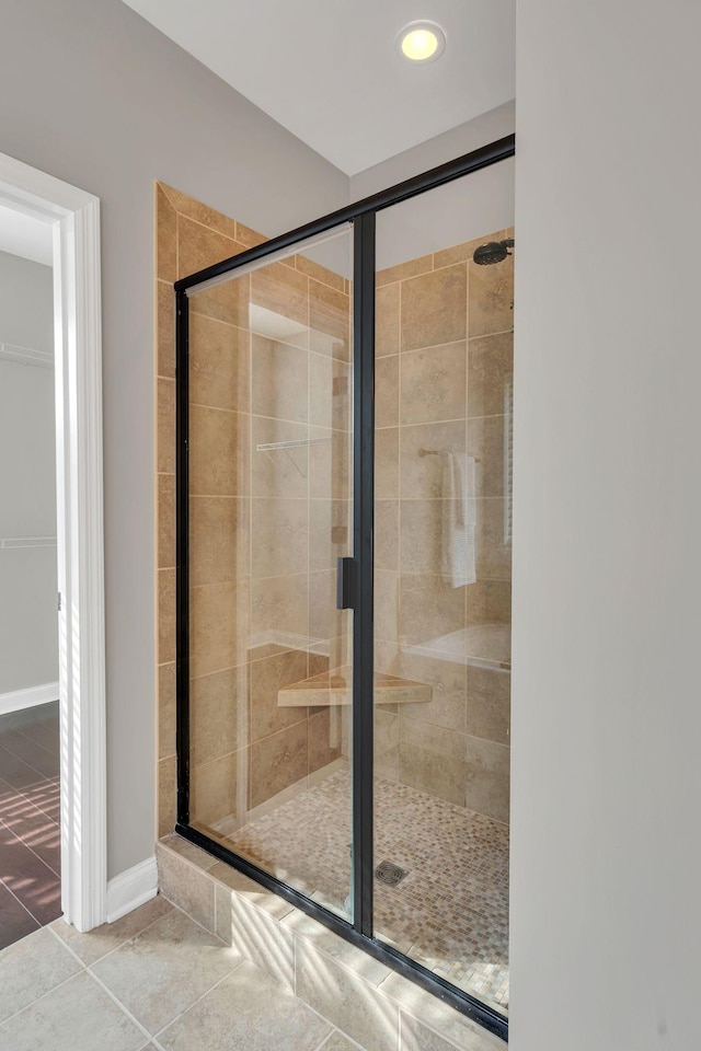 412 Warren Hill Dr, Mount Juliet, TN 37122 - full bath featuring a stall shower, tile patterned floors, and recessed lighting