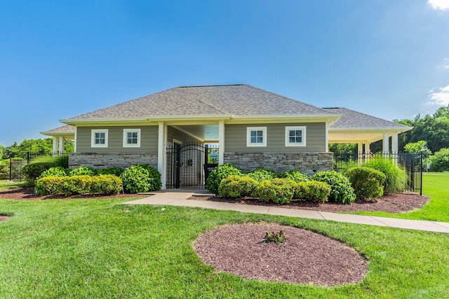 412 Warren Hill Dr, Mount Juliet, TN 37122 - craftsman-style house featuring a gate, stone siding, and a shingled roof