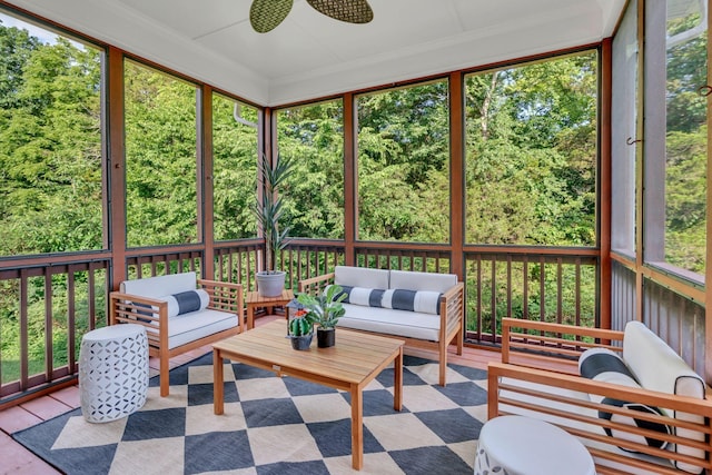 412 Warren Hill Dr, Mount Juliet, TN 37122 - sunroom featuring an outdoor living space and a ceiling fan