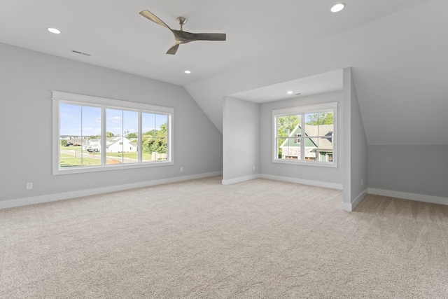 316 Campfire Ct, Winchester, TN 37398 - bonus room with vaulted ceiling, ceiling fan, recessed lighting, and light colored carpet