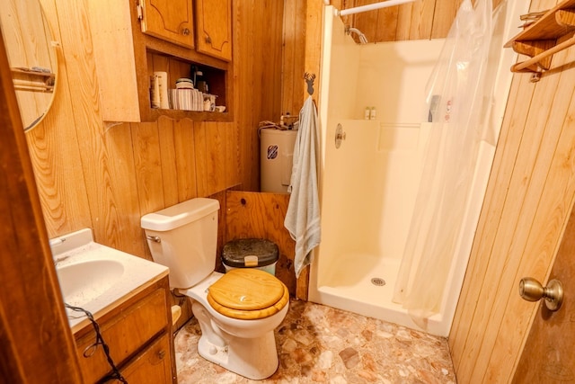 366 Ridge Rd, Westpoint, TN 38486 - bathroom with a stall shower, vanity, and wooden walls