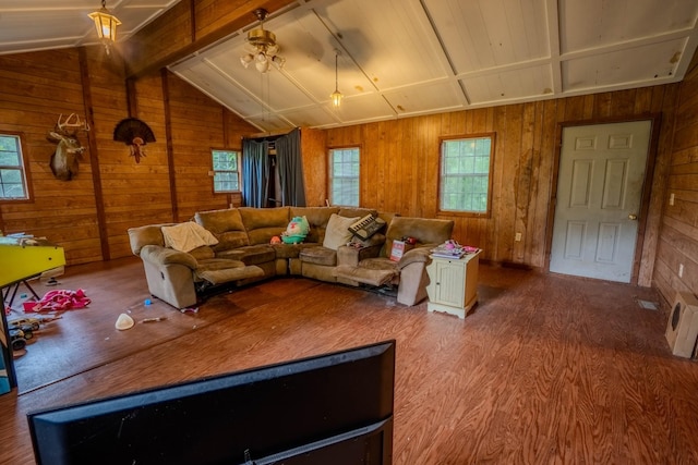 366 Ridge Rd, Westpoint, TN 38486 - living area featuring healthy amount of natural light, wooden walls, and wood finished floors