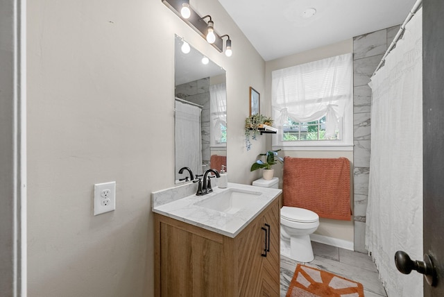 1872 River Rd, Clarksville, TN 37040 - full bath featuring vanity, marble finish floors, and curtained shower