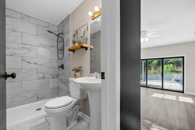 1872 River Rd, Clarksville, TN 37040 - full bath featuring a shower stall, a ceiling fan, and marble finish floors