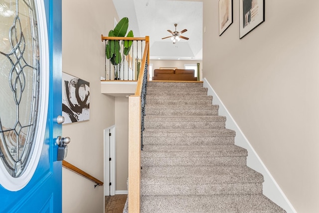 3754 Gray Fox Dr, Clarksville, TN 37040 - stairs with a ceiling fan and baseboards