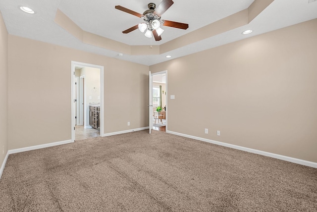 3754 Gray Fox Dr, Clarksville, TN 37040 - unfurnished room featuring ceiling fan, light carpet, recessed lighting, and a raised ceiling