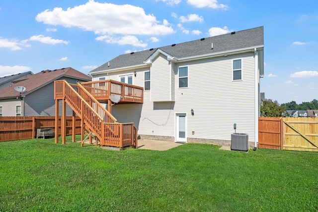 3754 Gray Fox Dr, Clarksville, TN 37040 - back of property featuring a wooden deck, a fenced backyard, stairs, and a patio
