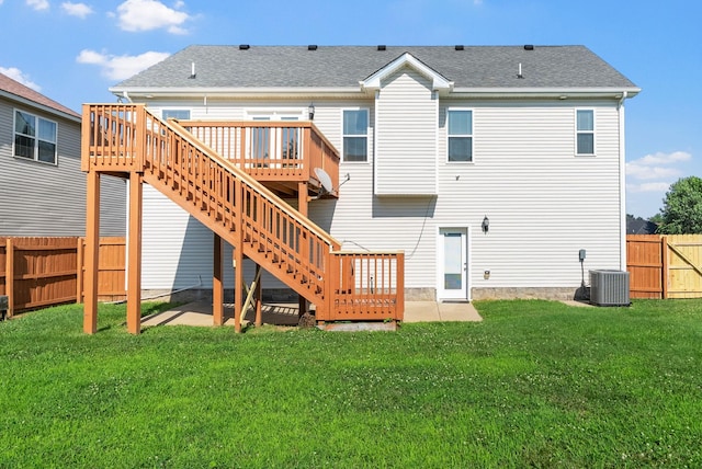 3754 Gray Fox Dr, Clarksville, TN 37040 - back of property featuring a deck, a fenced backyard, stairs, and a shingled roof