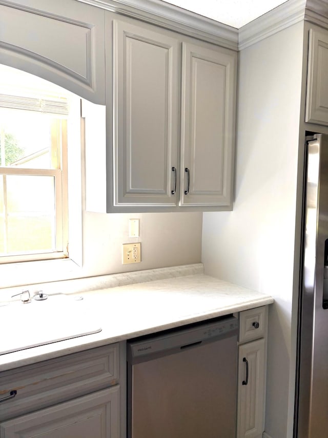 806 Sharon Cir, Lawrenceburg, TN 38464 - bar area featuring appliances with stainless steel finishes and ornamental molding