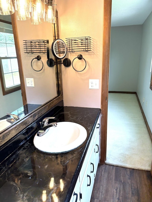 806 Sharon Cir, Lawrenceburg, TN 38464 - bathroom featuring vanity and wood finished floors