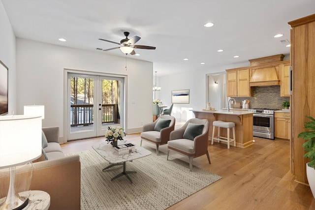 3200 Crockett Pointe, Jasper, TN 37347 - living area featuring ceiling fan, recessed lighting, and light wood-style flooring