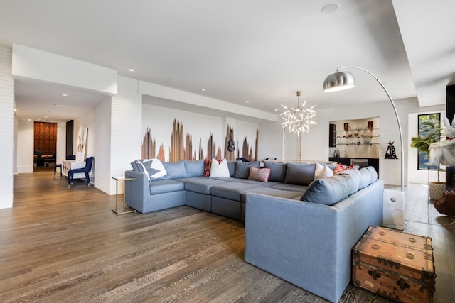 4606 Shys Hill Rd, Nashville, TN 37215 - living area with a chandelier, wood finished floors, and recessed lighting