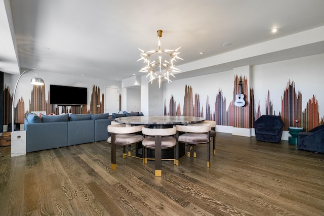4606 Shys Hill Rd, Nashville, TN 37215 - dining area with a chandelier, wood finished floors, and recessed lighting