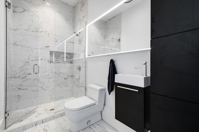 4606 Shys Hill Rd, Nashville, TN 37215 - full bath featuring vanity, marble finish flooring, and a marble finish shower