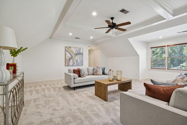 2000 Far Fara Way, Brentwood, TN 37027 - living room featuring light carpet, ceiling fan, and recessed lighting