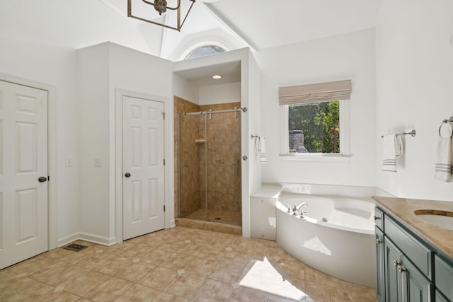 2000 Far Fara Way, Brentwood, TN 37027 - bathroom with a shower stall, vanity, a whirlpool tub, and tile patterned floors