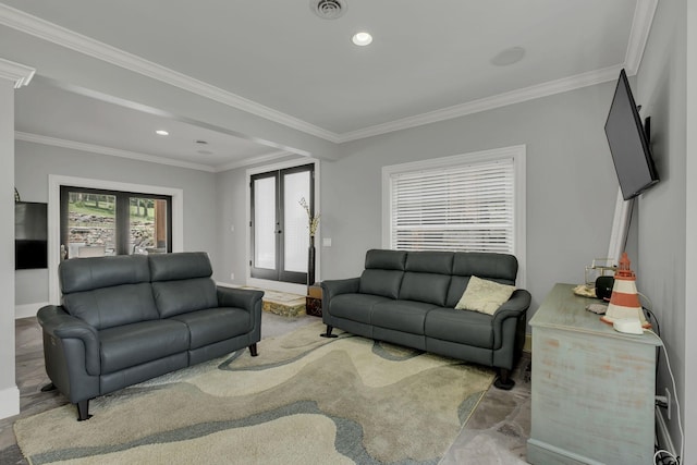 3120 Boxley View Ln, Franklin, TN 37064 - living room with ornamental molding and recessed lighting