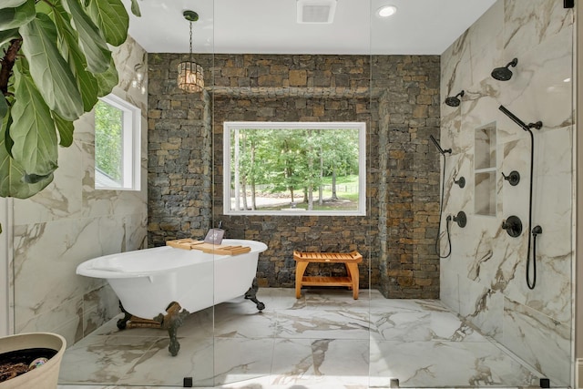 3120 Boxley View Ln, Franklin, TN 37064 - full bath with a freestanding tub, plenty of natural light, and a marble finish shower
