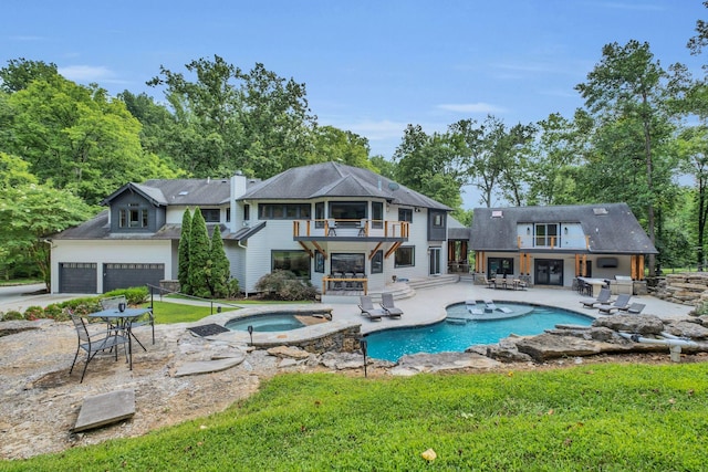 3120 Boxley View Ln, Franklin, TN 37064 - view of pool with a yard, a patio area, a pool with connected hot tub, and outdoor dining space