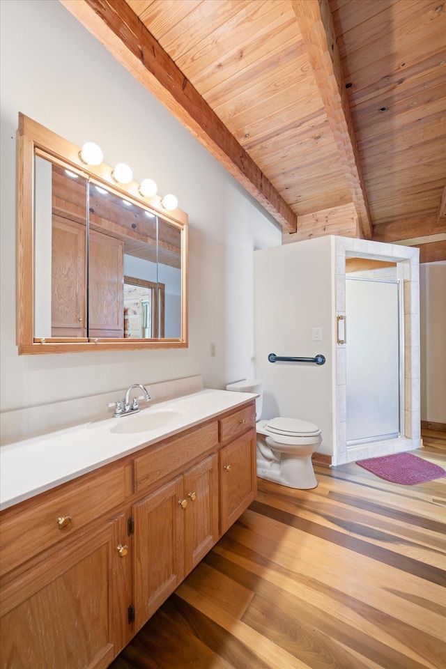 3000 Preston Bagwell Rd, Clarksville, TN 37043 - bathroom featuring a wooden ceiling with exposed beams, vanity, and wood finished floors
