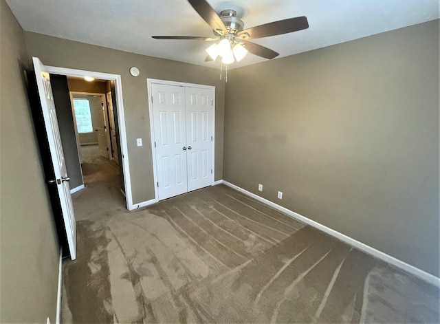3164 Prater Ct, Murfreesboro, TN 37128 - unfurnished bedroom featuring carpet, a closet, and a ceiling fan