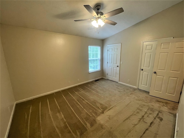 3164 Prater Ct, Murfreesboro, TN 37128 - unfurnished bedroom featuring vaulted ceiling, carpet flooring, and ceiling fan
