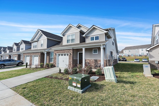 622 Birdie Dr, Spring Hill, TN 37174 - view of front of house featuring driveway, brick siding, a front lawn, a residential view, and a garage