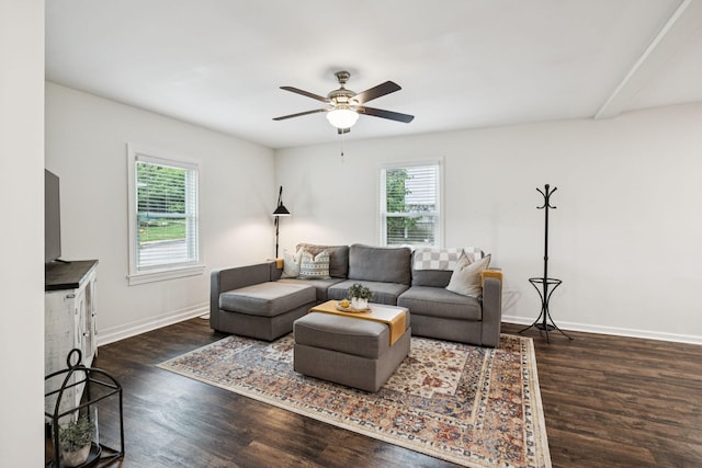 819 Woodside St, Columbia, TN 38401 - living area featuring healthy amount of natural light, a ceiling fan, and wood finished floors