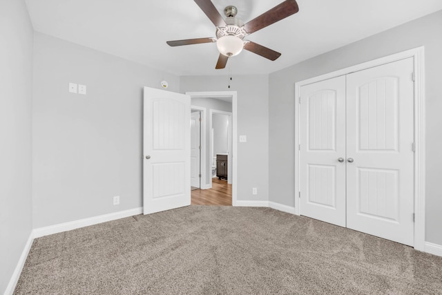 626 Snowshoe Ln, Clarksville, TN 37040 - unfurnished bedroom with carpet floors, a closet, and a ceiling fan