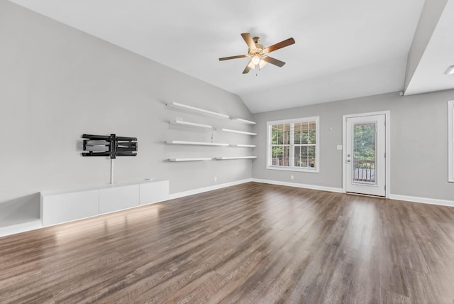 626 Snowshoe Ln, Clarksville, TN 37040 - unfurnished living room with wood finished floors, ceiling fan, and lofted ceiling