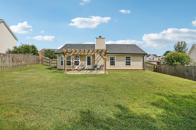 3315 Monoco Dr, Spring Hill, TN 37174 - rear view of house featuring a pergola, a patio area, a fenced backyard, and a chimney