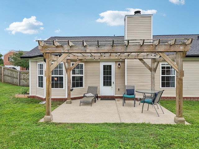 3315 Monoco Dr, Spring Hill, TN 37174 - back of property featuring a chimney, a pergola, a patio area, and roof with shingles