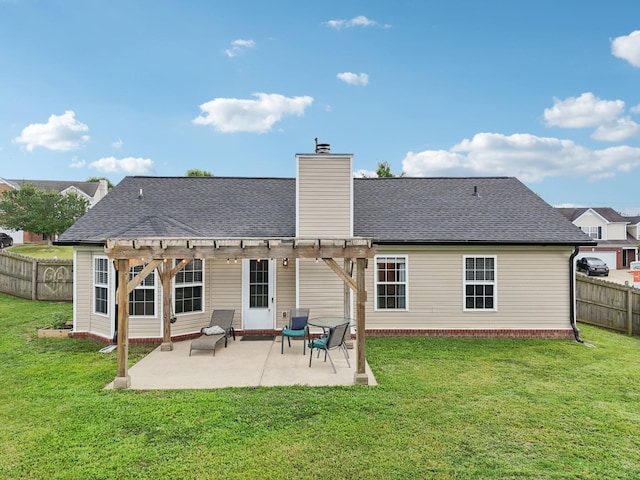 3315 Monoco Dr, Spring Hill, TN 37174 - rear view of property featuring a pergola, a chimney, a patio area, and a shingled roof