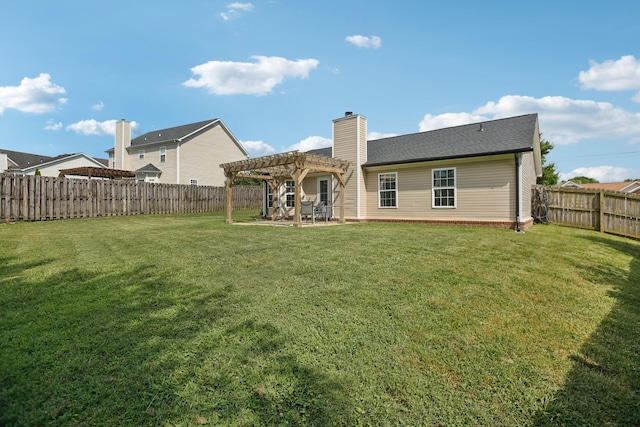 3315 Monoco Dr, Spring Hill, TN 37174 - rear view of property featuring a pergola, a fenced backyard, a patio area, and a chimney