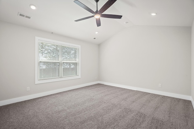 4005 Norman Dr, Spring Hill, TN 37174 - empty room featuring carpet floors, ceiling fan, recessed lighting, and vaulted ceiling