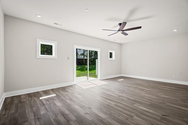 4005 Norman Dr, Spring Hill, TN 37174 - unfurnished room featuring a ceiling fan, dark wood-style floors, and recessed lighting