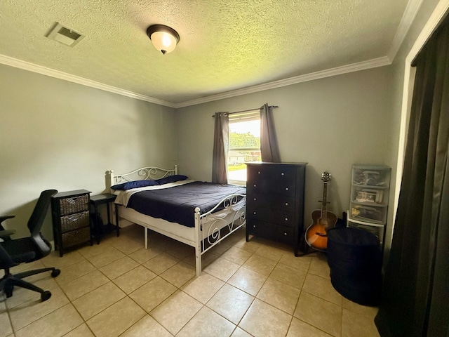231 Overlook Pl, Columbia, TN 38401 - bedroom with light tile patterned floors, ornamental molding, and a textured ceiling