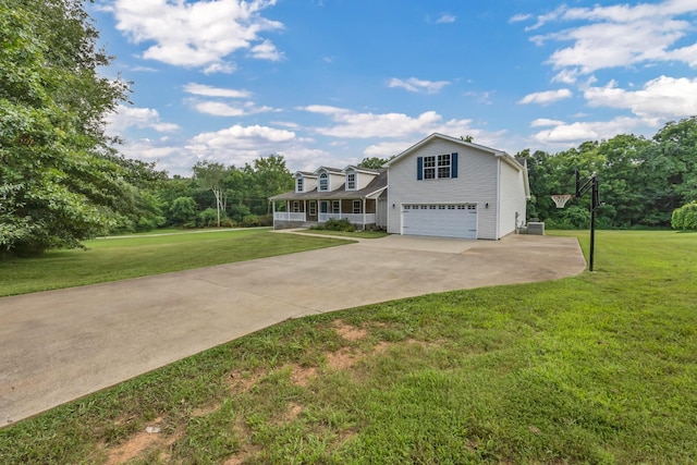 3190 Marthas Chapel Rd, Cunningham, TN 37052 - view of front facade featuring an attached garage, a front lawn, driveway, and a porch