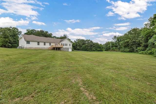 3190 Marthas Chapel Rd, Cunningham, TN 37052 - view of grassy yard with stairs and a deck