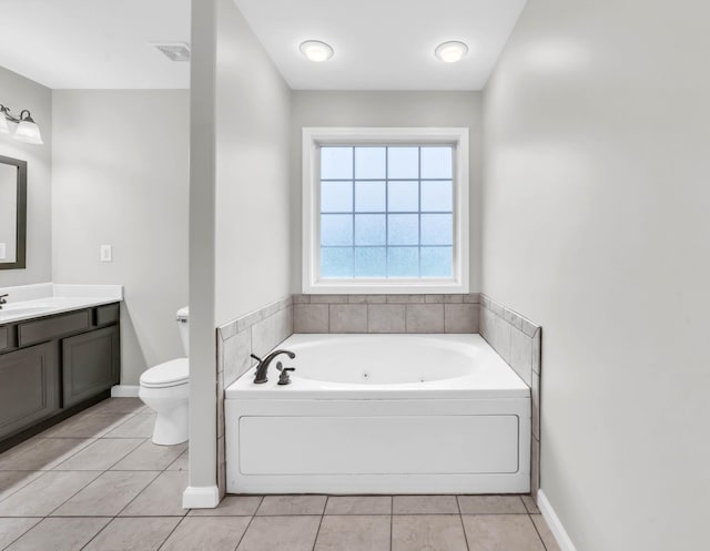3190 Marthas Chapel Rd, Cunningham, TN 37052 - full bathroom with vanity, a jetted tub, and tile patterned floors