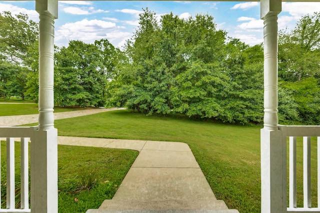 3190 Marthas Chapel Rd, Cunningham, TN 37052 - view of grassy yard featuring a porch and view of scattered trees