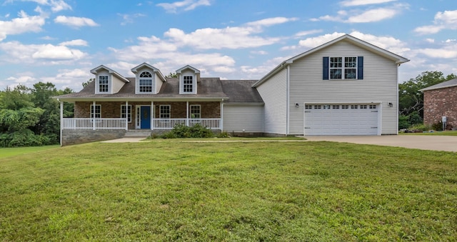 3190 Marthas Chapel Rd, Cunningham, TN 37052 - view of front facade with a garage, covered porch, driveway, and a front yard