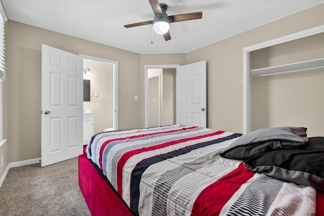 609 Chrisman Dr, Clarksville, TN 37042 - bedroom featuring light colored carpet, ceiling fan, and connected bathroom